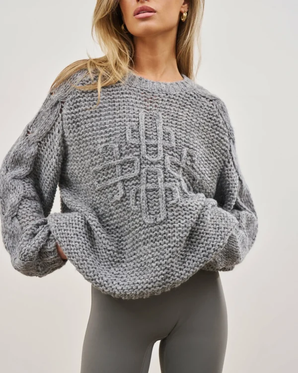 The Couture Club Sweatshirts-Emblem Oversized Knit Jumper