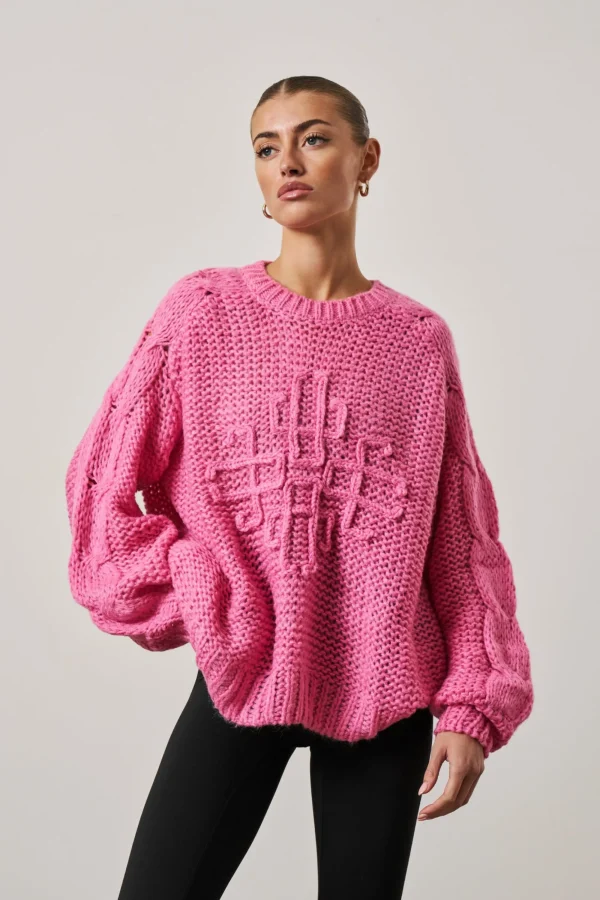 The Couture Club Sweatshirts-Emblem Oversized Knit Jumper