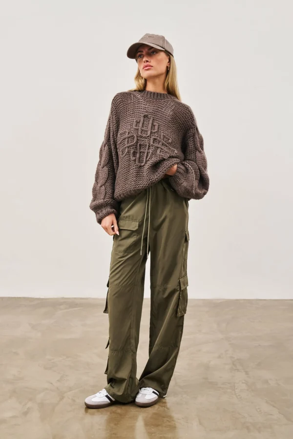 The Couture Club Sweatshirts-Emblem Oversized Knit Jumper