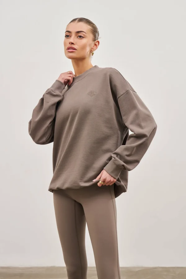 The Couture Club Sweatshirts-Emblem Oversized Sweatshirt