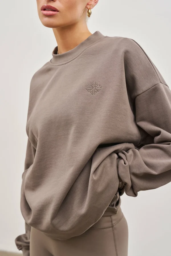 The Couture Club Sweatshirts-Emblem Oversized Sweatshirt