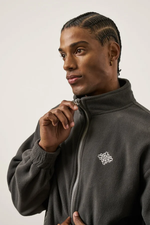 The Couture Club Tracksuits-Emblem Polar Fleece Zip Through Jacket