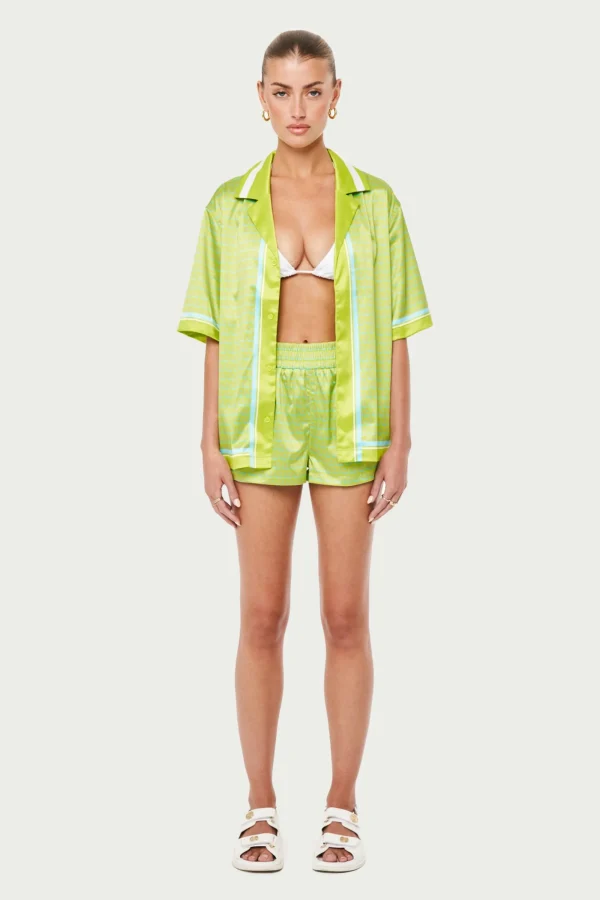 The Couture Club Co-Ords & Sets-Emblem Printed Resort Shirt