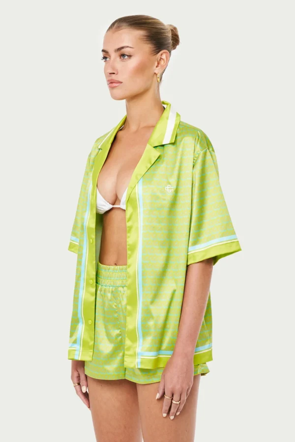 The Couture Club Co-Ords & Sets-Emblem Printed Resort Shirt