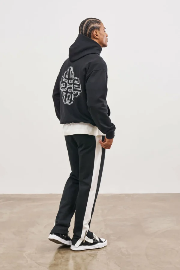 The Couture Club Bottoms-Emblem Side Panel Split Hem Joggers