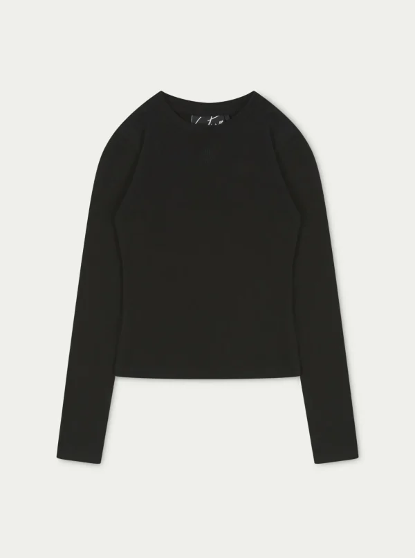 The Couture Club Tops-Emblem Soft Touch Jersey Long Sleeve Top