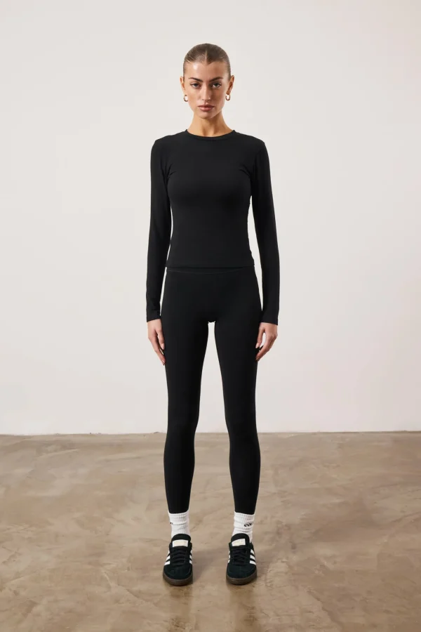 The Couture Club Tops-Emblem Soft Touch Jersey Long Sleeve Top