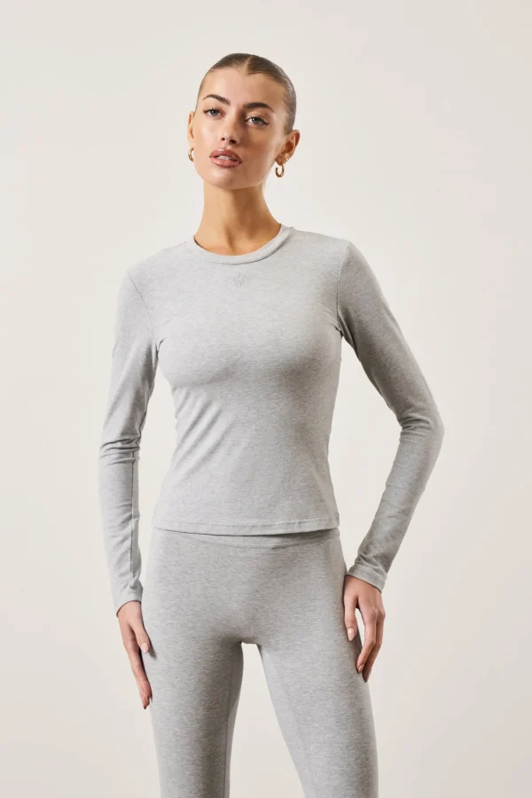 The Couture Club Tops-Emblem Soft Touch Jersey Long Sleeve Top