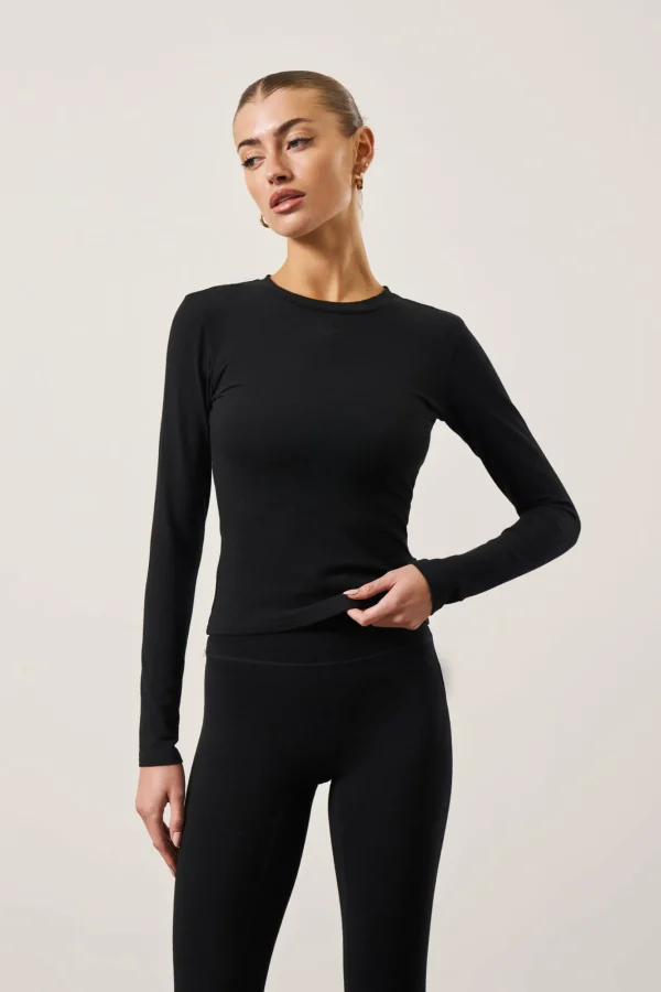 The Couture Club Tops-Emblem Soft Touch Jersey Long Sleeve Top