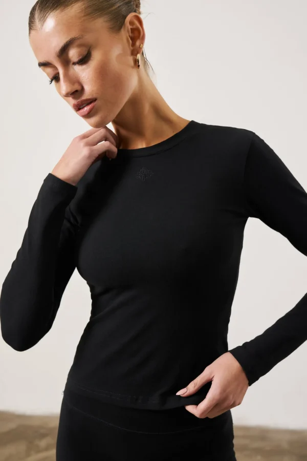 The Couture Club Tops-Emblem Soft Touch Jersey Long Sleeve Top