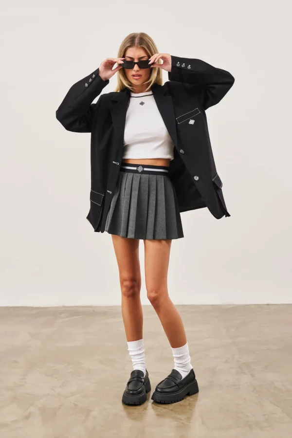 The Couture Club Co-Ords & Sets-Emblem Waistband Tennis Mini Skirt