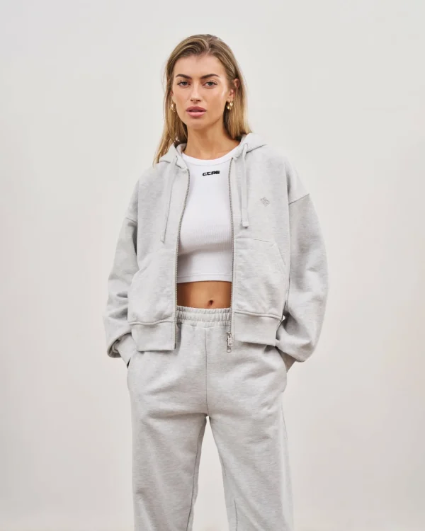 The Couture Club Tracksuits-Emblem Zip Through Relaxed Hoodie