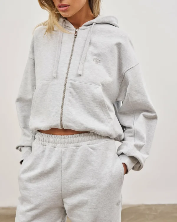 The Couture Club Tracksuits-Emblem Zip Through Relaxed Hoodie