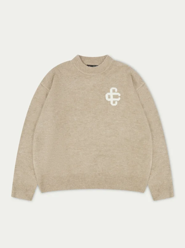 The Couture Club Sweatshirts-Fluffy Knit Emblem Crew