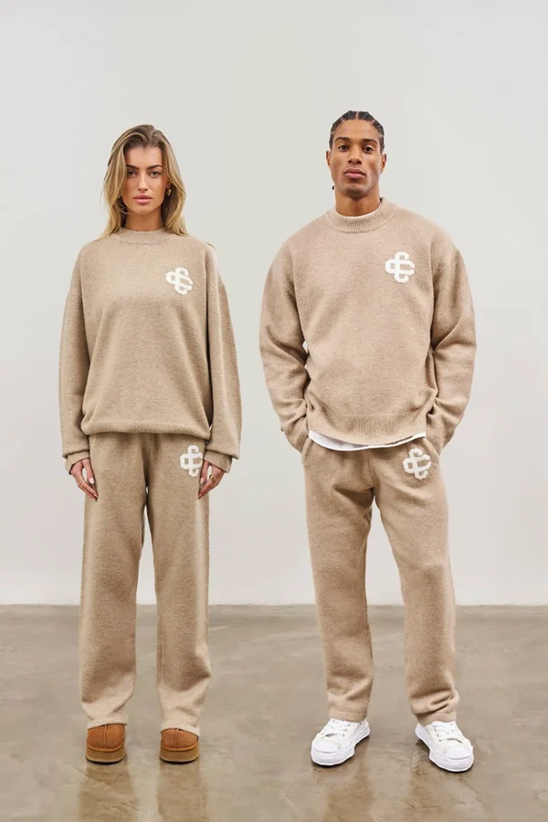 The Couture Club Sweatshirts-Fluffy Knit Emblem Crew
