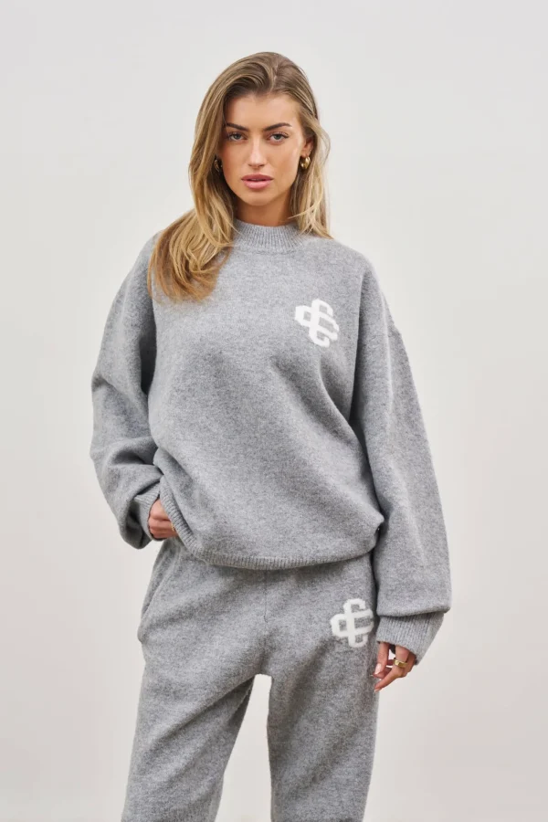 The Couture Club Sweatshirts-Fluffy Knit Emblem Crew