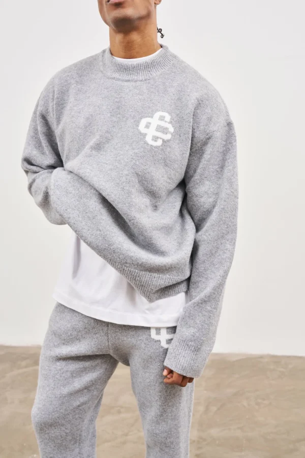 The Couture Club Sweatshirts-Fluffy Knit Emblem Crew