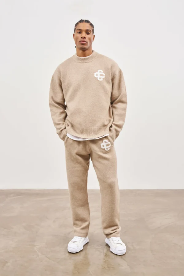 The Couture Club Sweatshirts-Fluffy Knit Emblem Crew