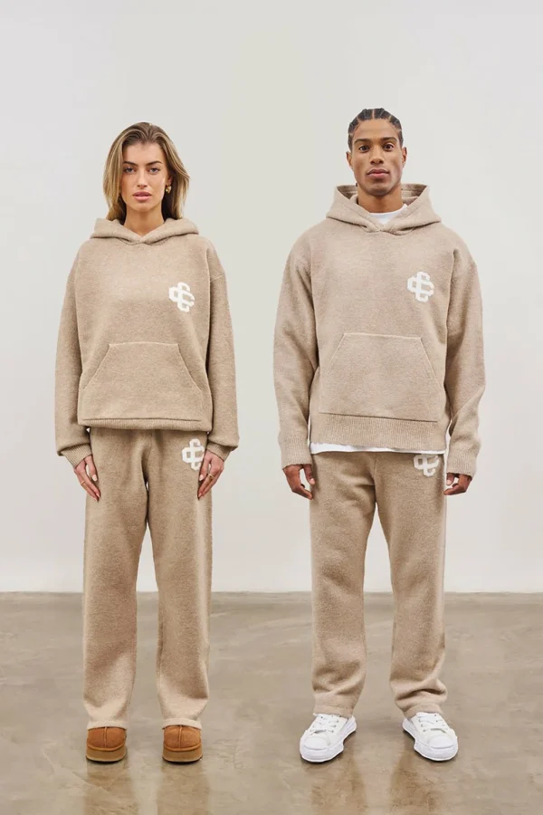 The Couture Club Knitwear-Fluffy Knit Emblem Hoodie