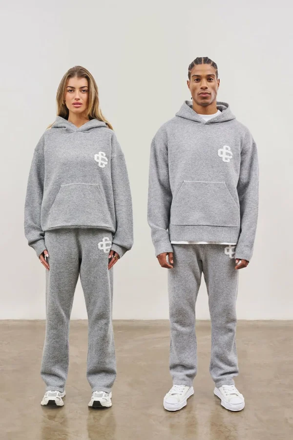 The Couture Club Knitwear-Fluffy Knit Emblem Hoodie