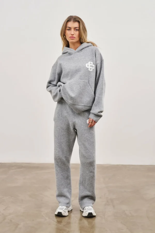 The Couture Club Knitwear-Fluffy Knit Emblem Joggers