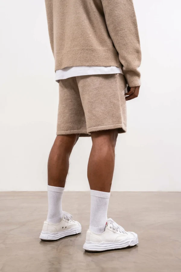 The Couture Club Twinsets-Fluffy Knit Emblem Shorts