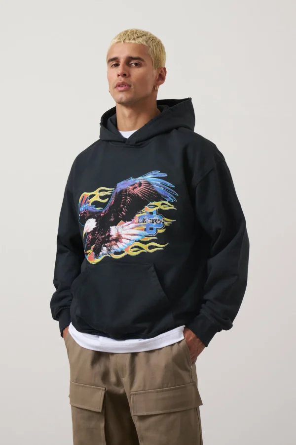 The Couture Club Hoodies-Graphic Flame Vintage Hoodie