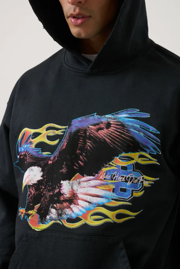 The Couture Club Hoodies-Graphic Flame Vintage Hoodie