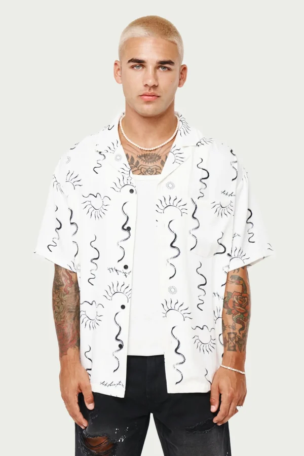 The Couture Club Shirts-Hand-Drawn Abstract Resort Shirt