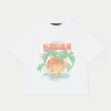 The Couture Club T-Shirts-Hawaiian Print Cropped T-Shirt