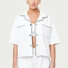 The Couture Club Tops-Heavyweight Towelled Resort Shirt- White