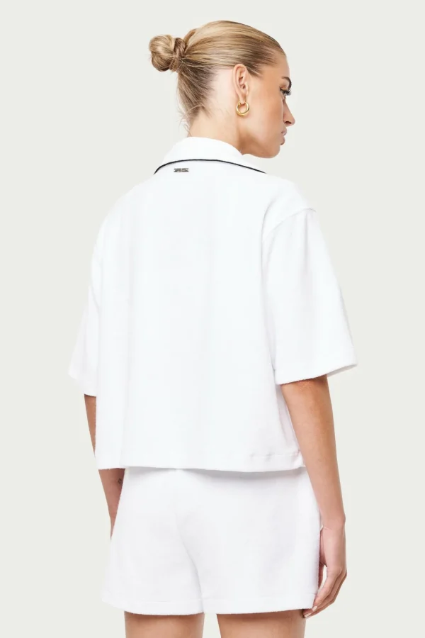 The Couture Club Tops-Heavyweight Towelled Resort Shirt- White