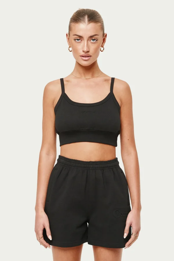 The Couture Club Tops-Jersey Logo Crop Top