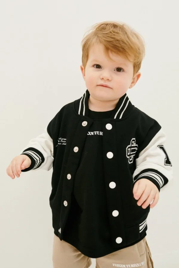 The Couture Club Jackets-Kids Emblem Varsity Bomber Jacket