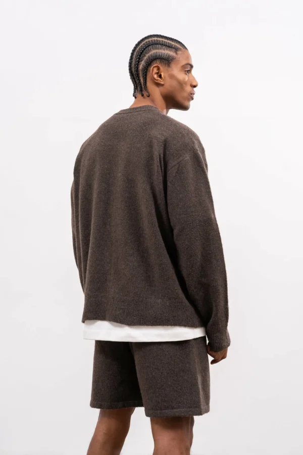 The Couture Club Sweatshirts-Lightweight Fluffy Knit Emblem Crew