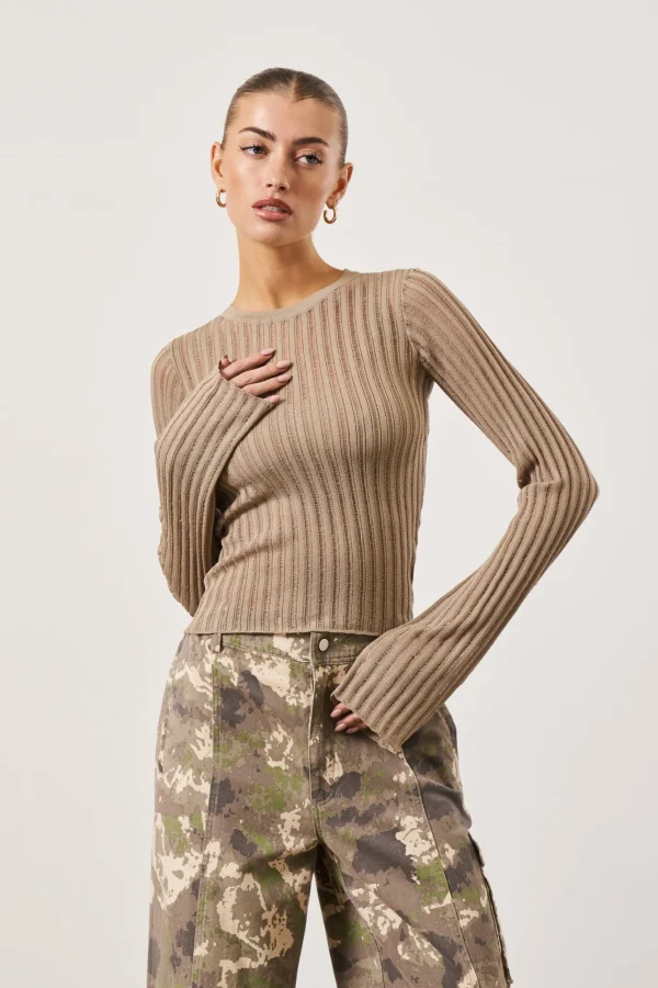 The Couture Club Tops-Loose Knit Long Sleeve Top