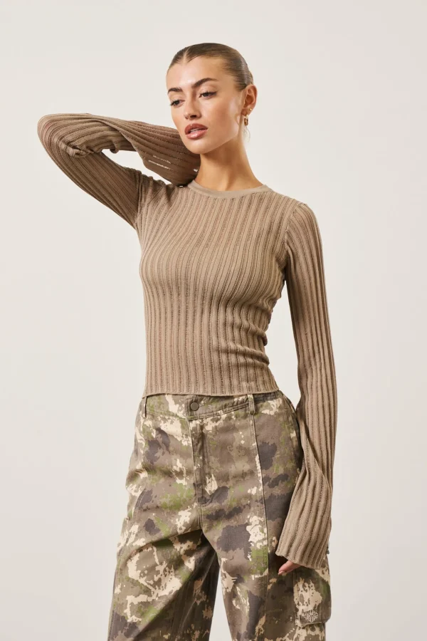 The Couture Club Tops-Loose Knit Long Sleeve Top