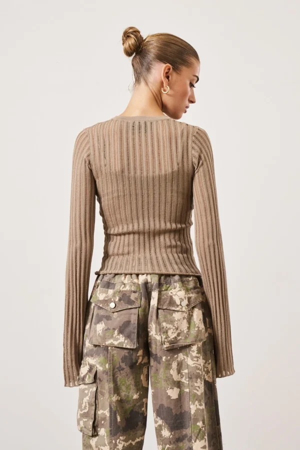 The Couture Club Tops-Loose Knit Long Sleeve Top