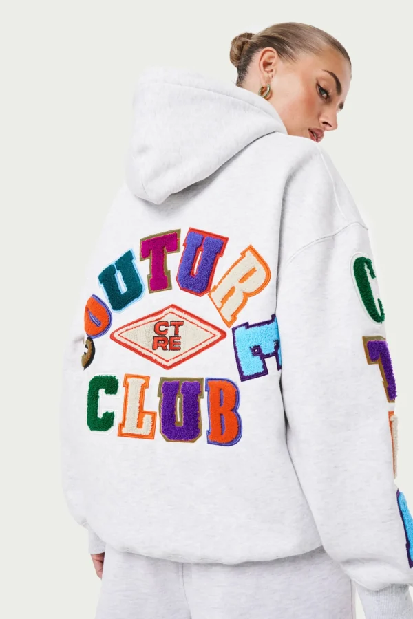The Couture Club Hoodies-Multi Chenille Badged Hoodie