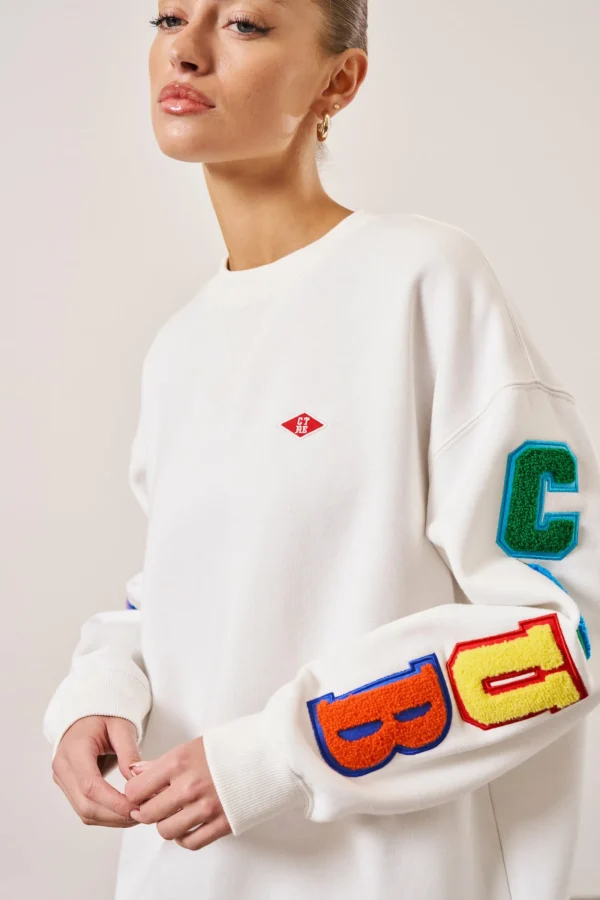 The Couture Club Sweatshirts-Multibadged Chenille Relaxed Sweatshirt