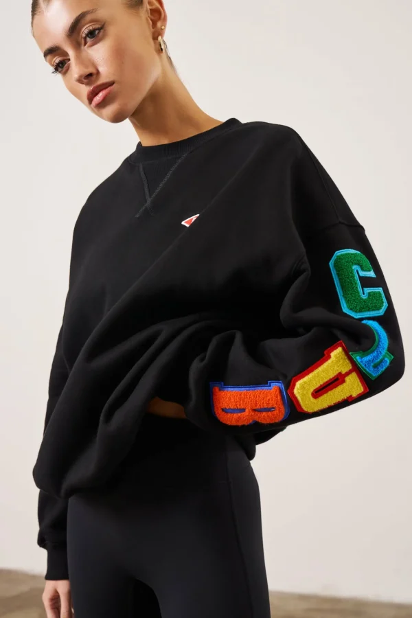 The Couture Club Sweatshirts-Multibadged Chenille Relaxed Sweatshirt