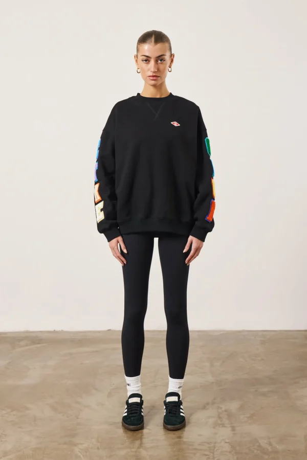 The Couture Club Sweatshirts-Multibadged Chenille Relaxed Sweatshirt