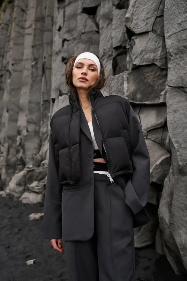 The Couture Club Coats & Jackets-Oversized Cropped Gilet