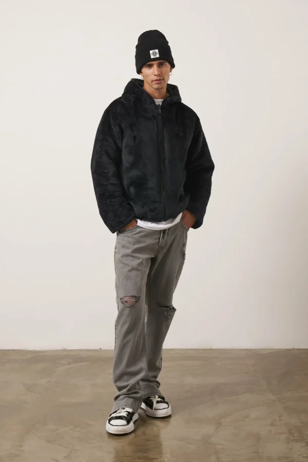 The Couture Club Coats & Jackets-Padded Reversible Faux Fur Zip Through Jacket