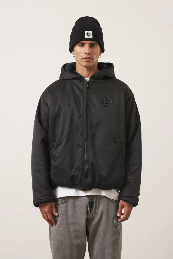The Couture Club Coats & Jackets-Padded Reversible Faux Fur Zip Through Jacket