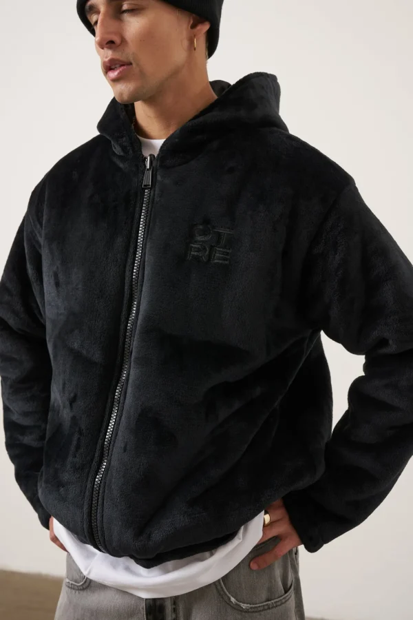 The Couture Club Coats & Jackets-Padded Reversible Faux Fur Zip Through Jacket