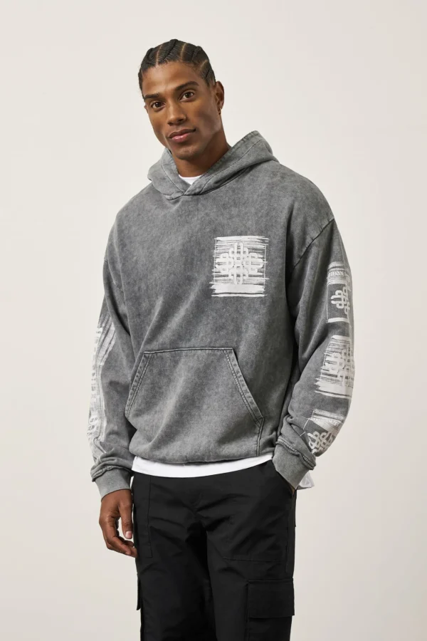 The Couture Club Hoodies-Paint Effect Emblem Hoodie