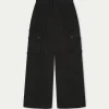 The Couture Club Bottoms-Raw Seam Detail Wide Leg Cargo