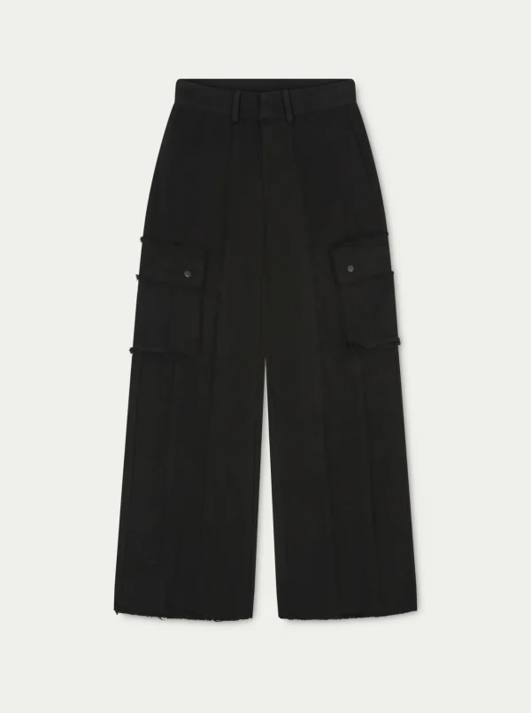The Couture Club Bottoms-Raw Seam Detail Wide Leg Cargo