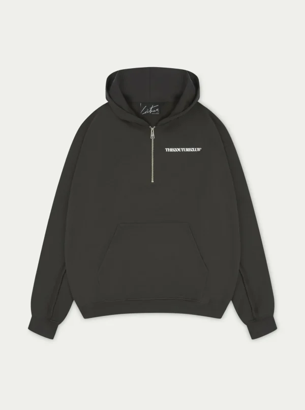 The Couture Club Twinsets-Raw Seam Quarter Zip Hoodie